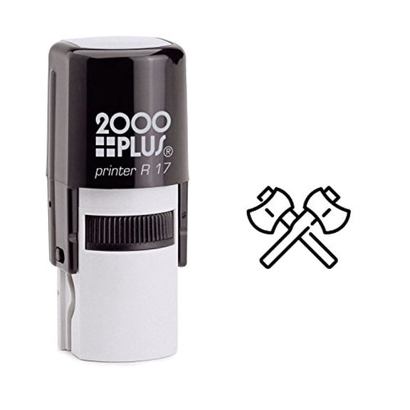 StampExpression - Medieval Double Axe Self Inking Rubber Stamp - Black Ink (W-6109)