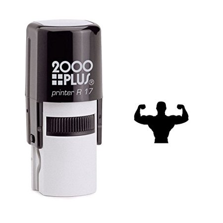 StampExpression - Muscular Man Bodybuilder Self Inking Rubber Stamp - Black Ink (W-6201)