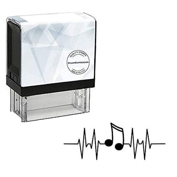 StampExpression - Music Note Heart Rate Love Self Inking Rubber Stamp - Black Ink (A-80097)