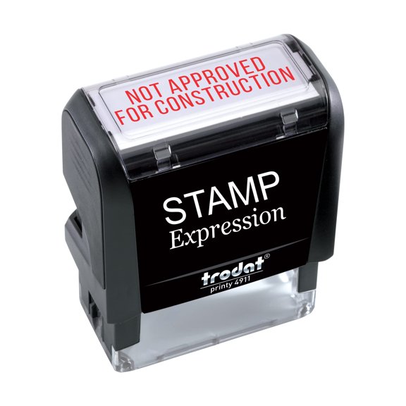StampExpression - NOT Approved for Construction Office Self Inking Rubber Stamp - Red Ink (A-5753)