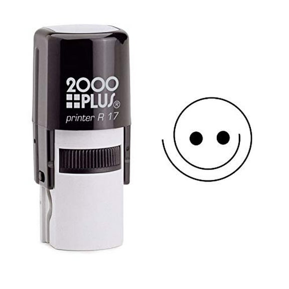 StampExpression - Open Smiley Face Self Inking Rubber Stamp - Black Ink (W-6934)