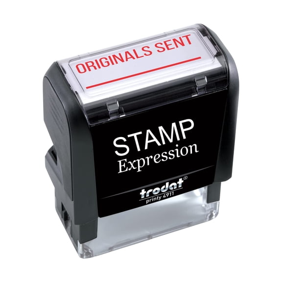 StampExpression - Originals Sent with line Office Self Inking Rubber Stamp - Red Ink (A-5575)