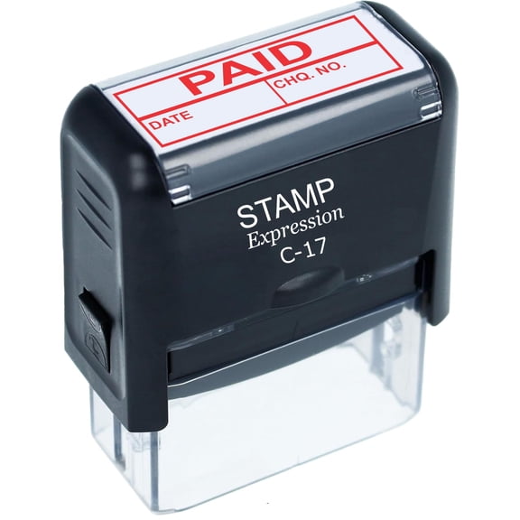 StampExpression - Paid Date & Check Number Office Self Inking Rubber Stamp - Red Ink (A-5811)