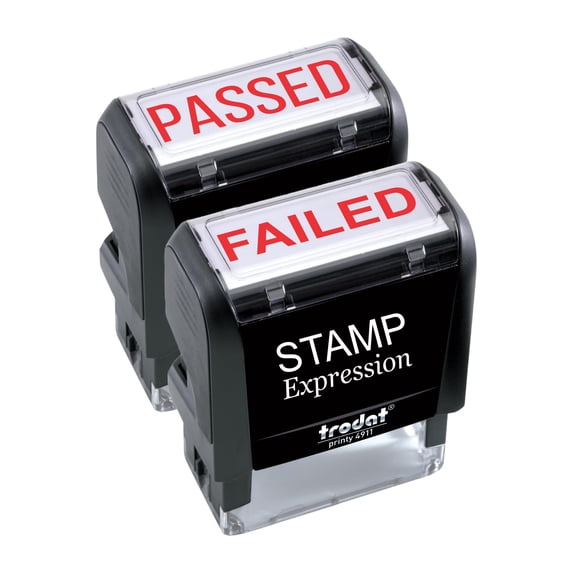 StampExpression - Passed and Failed (Set of 2) Office Self Inking Rubber Stamp - Red Ink (A-5964)