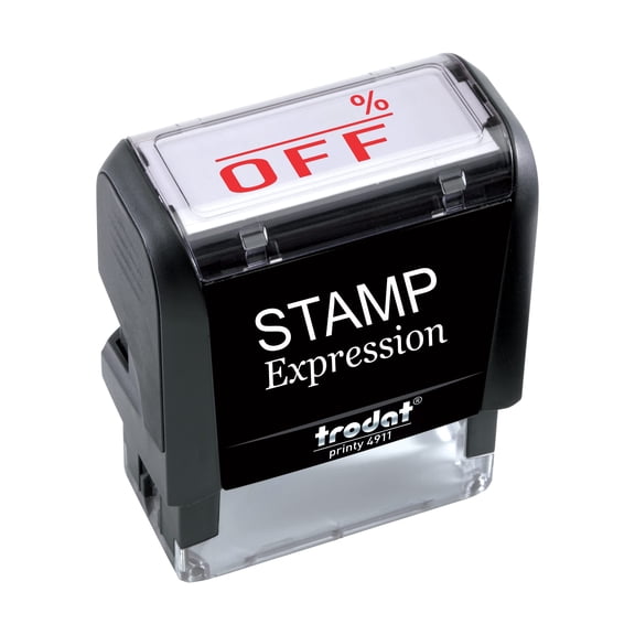 StampExpression - Percent Off Office Self Inking Rubber Stamp - Red Ink (A-5926)