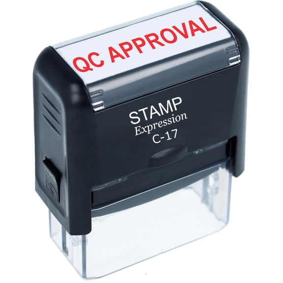 StampExpression - QC Approval Office Self Inking Rubber Stamp - Red Ink (A-5852)