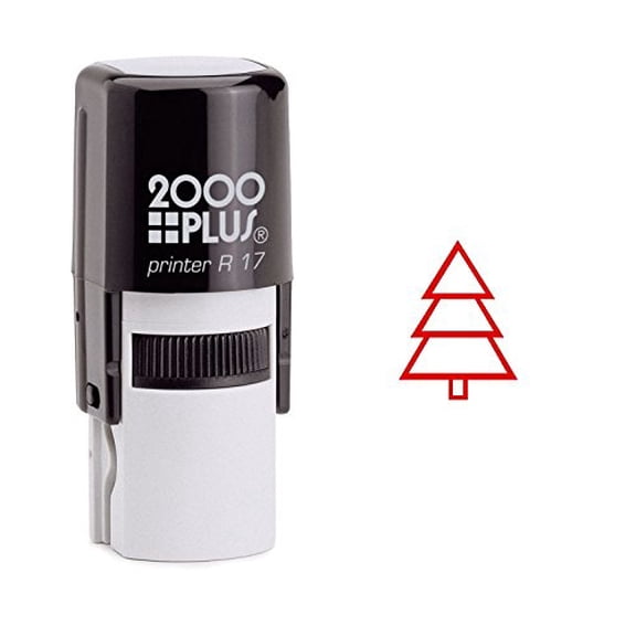 StampExpression - Red Christmas Tree Self Inking Rubber Stamp - Red Ink (W-6312)