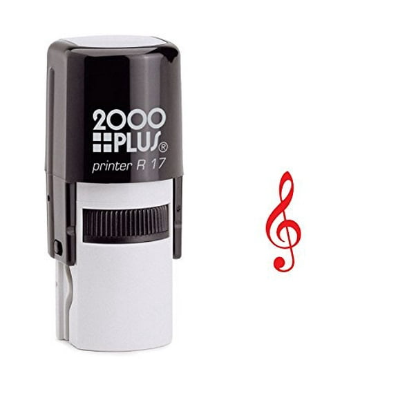 StampExpression - Red G Clef Self Inking Rubber Stamp - Red Ink (W-6047)