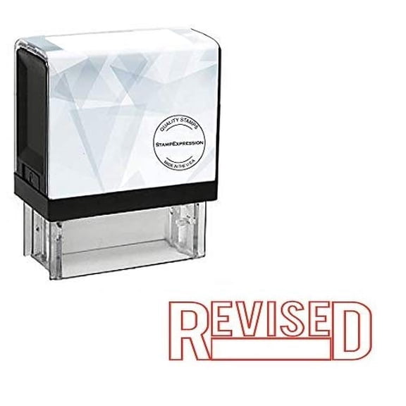 StampExpression - Revised Office Self Inking Rubber Stamp - Red Ink (A-5049)