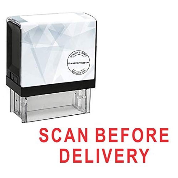 StampExpression - SCAN Before DELIVERY Office Self Inking Rubber Stamp - Red Ink (A-5400)
