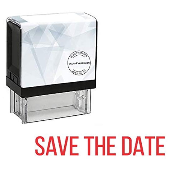 StampExpression - Save The Date Office Self Inking Rubber Stamp - Red Ink (A-5841)