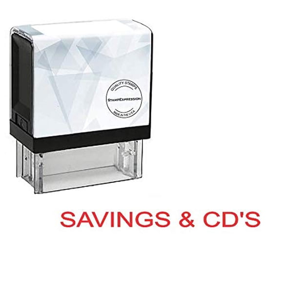 StampExpression - Savings and CD'S Office Self Inking Rubber Stamp - Red Ink (A-5777)