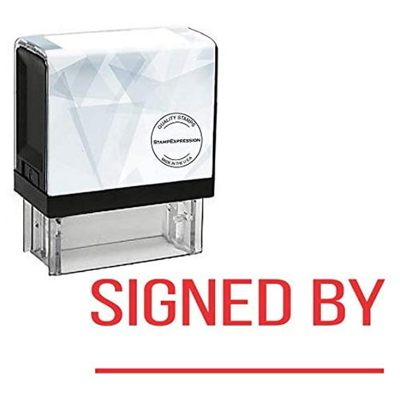 StampExpression - Signed by with line Office Self Inking Rubber Stamp - Red Ink (A-5631)