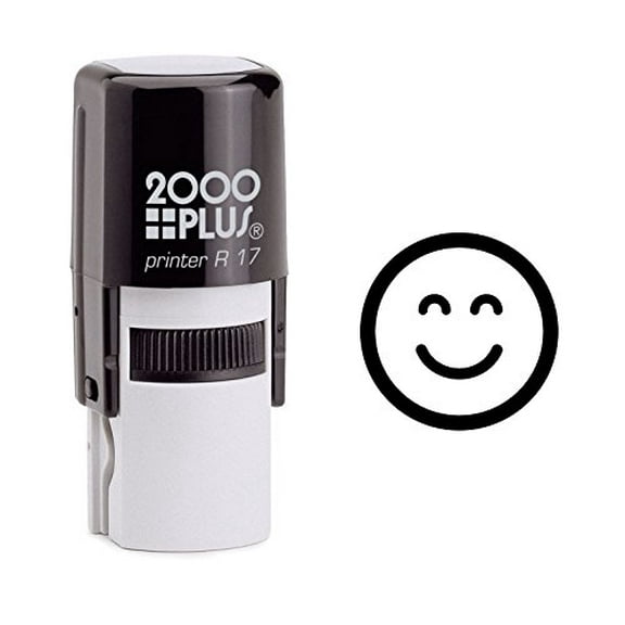 StampExpression - Smiley Face Self Inking Rubber Stamp - Black Ink (W-6034)
