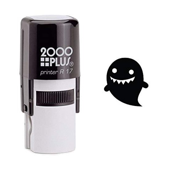 StampExpression - Smiling Ghost Self Inking Rubber Stamp - Black Ink (W-6626)