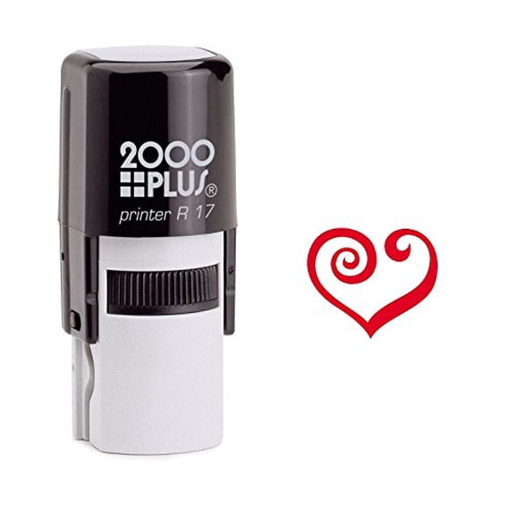 StampExpression - Swirling Heart Self Inking Rubber Stamp - Red Ink (W-6052)