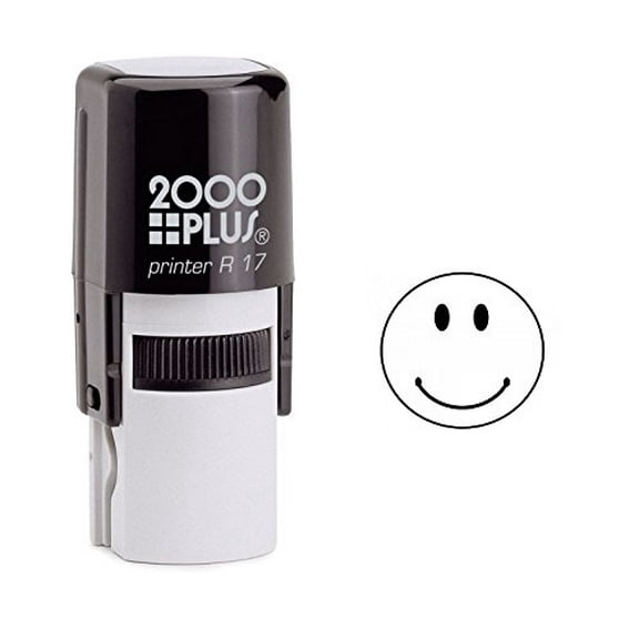 StampExpression - Thin Smiley Face Self Inking Rubber Stamp - Black Ink (W-6035)
