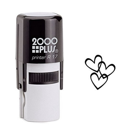 StampExpression - Three Hearts Means I Love You Self Inking Rubber Stamp - Black Ink (W-6194)