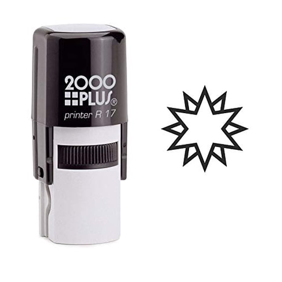 StampExpression - Twelve Point Star Self Inking Rubber Stamp - Black Ink (W-6908)