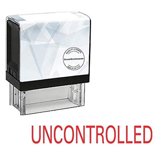StampExpression - UNCONTROLLED Office Self Inking Rubber Stamp - Red Ink (A-5831)