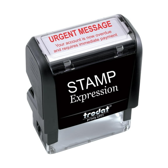 StampExpression - Urgent Message Your Account is Now Overdue and Requires Immediate Payment Office Self Inking Rubber Stamp - Red Ink (A-5977)