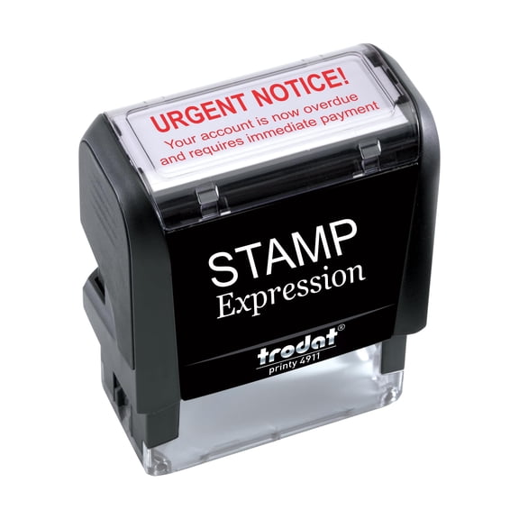 StampExpression - Urgent Notice Your Account is Now Overdue and Requires Immidiate Payment Office Self Inking Rubber Stamp - Red Ink (A-5976)