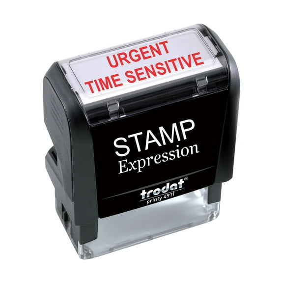 StampExpression - Urgent TIME Sensitive Office Self Inking Rubber Stamp - Red Ink (A-5875)