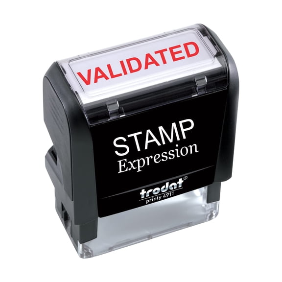 StampExpression - VALIDATED Office Self Inking Rubber Stamp - Red Ink (A-5407)