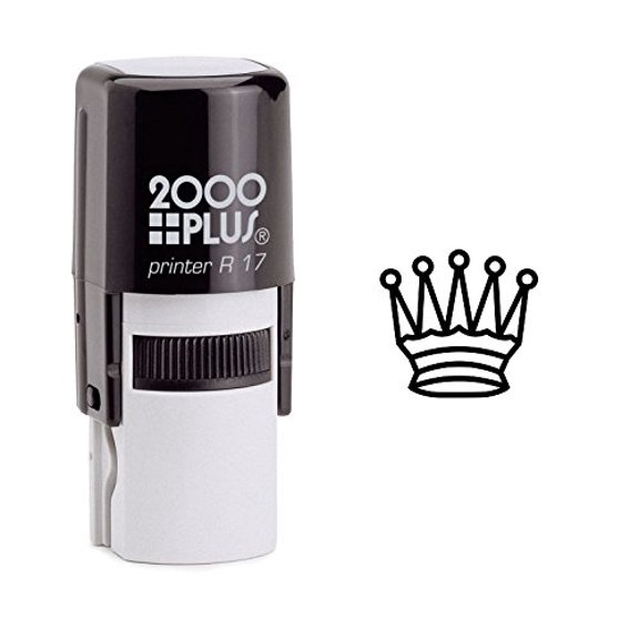 StampExpression - White Queen Crown Chess Piece Self Inking Rubber Stamp - Black Ink (W-6378)
