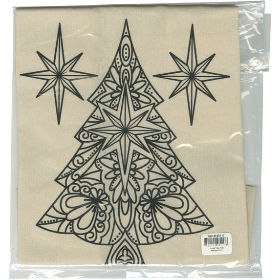 Stamped Canvas Tote To Color-Christmas Tree