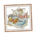 thumbnail image 1 of Stamped & Counted Cross Stitch Kits -Tea Set Coffee Cup Pattern - 37x37cm 11CT, 1 of 5