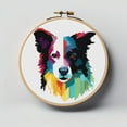 thumbnail image 1 of Stamped Cross Stitch Kits with Hoop for Starter Kits Border Collie DIY 11CT Pre-printed Patterns Needlepoint Embroidery Needlework Kit for Home Decor 38x38cm (36), 1 of 9