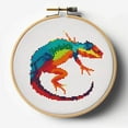 thumbnail image 1 of Stamped Cross Stitch Kits with Hoop for Starter Kits Colorful Lizards DIY 11CT Pre-printed Patterns Needlepoint Embroidery Needlework Kit for Home Decor 38x38cm (186), 1 of 9