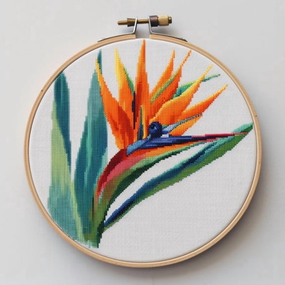 Stamped Cross Stitch Kits with Hoop for Starter Kits Paradise of Bird DIY 11CT Pre-printed Patterns Needlepoint Embroidery Needlework Kit for Home Decor 38x38cm (32)