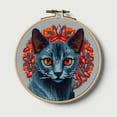 thumbnail image 1 of Stamped Cross Stitch Kits with Hoop for Starter Kits Russian Blue Cat DIY 11CT Pre-printed Patterns Needlepoint Embroidery Needlework Kit for Home Decor 38x38cm (237), 1 of 9