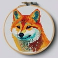 thumbnail image 1 of Stamped Cross Stitch Kits with Hoop for Starter Kits Shiba Inu DIY 11CT Pre-printed Patterns Needlepoint Embroidery Needlework Kit for Home Decor 38x38cm (256), 1 of 9