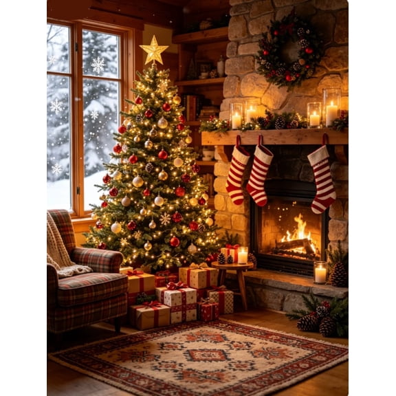 Stamped Cross Stitch Kits -Snow scene outside the window Embroidery Starter Kit for Adult Beginners, 11CT Needlepoint Cross-Stitch Patterns Dimensions Kit Arts and Crafts 1620inch