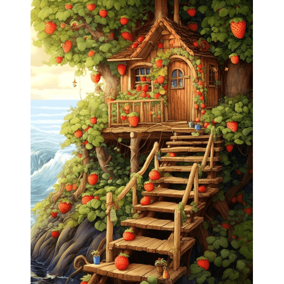 Stamped Cross Stitch Kits -Treehouse pattern Embroidery Starter Kit for Adult Beginners, 11CT Needlepoint Cross-Stitch Patterns Dimensions Kit Arts and Crafts 1620inch