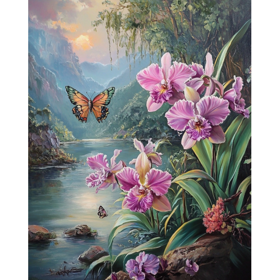 Stamped Crossstitching Kits Preprinted 11 Count Cross-Stitch Kit for Beginner,Butterflies and flowers 11CT Prestamped Easy Pattern Needlepoint Kits Crafts for Decor 16x20inch