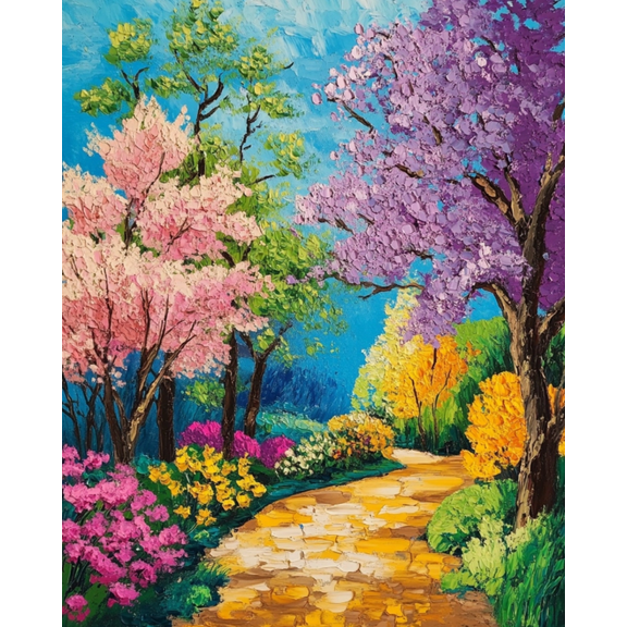 Stamped Crossstitching Kits Preprinted 11 Count Cross-Stitch Kit for Beginner,Garden scenery 11CT Prestamped Easy Pattern Needlepoint Kits Crafts for Decor 16x20inch