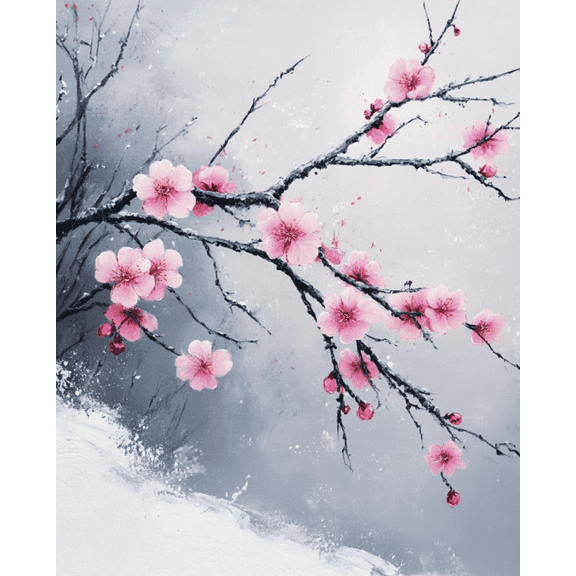 Stamped Crossstitching Kits Preprinted 11 Count Cross-Stitch Kit for Beginner,Plum blossom snow scene 11CT Prestamped Easy Pattern Needlepoint Kits Crafts for Decor 16x20inch