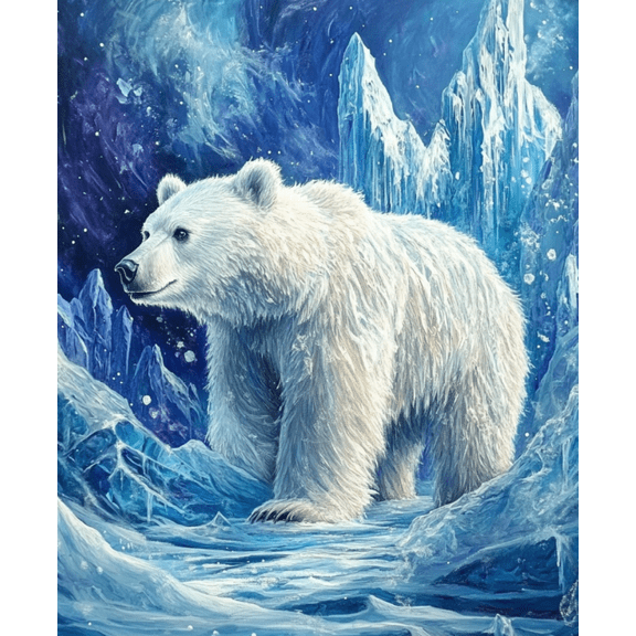 Stamped Crossstitching Kits Preprinted 11 Count Cross-Stitch Kit for Beginner,Polar bear pattern 11CT Prestamped Easy Pattern Needlepoint Kits Crafts for Decor 16x20inch