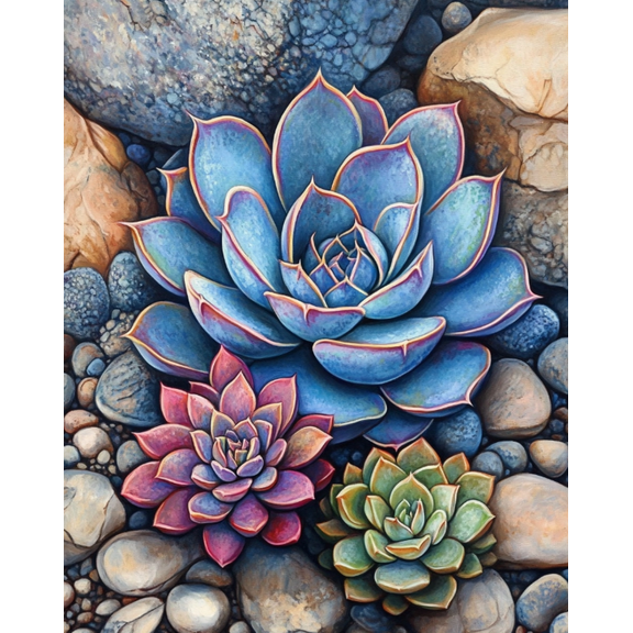 Stamped Crossstitching Kits Preprinted 11 Count Cross-Stitch Kit for Beginner,Succulents 11CT Prestamped Easy Pattern Needlepoint Kits Crafts for Decor 16x20inch