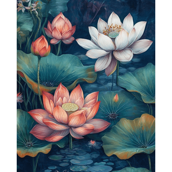 Stamped Crossstitching Kits Preprinted 11 Count Cross-Stitch Kit for Beginner,lotus 11CT Prestamped Easy Pattern Needlepoint Kits Crafts for Decor 16x20inch