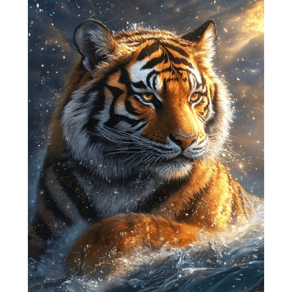 Stamped Crossstitching Kits Preprinted 11 Count Cross-Stitch Kit for Beginner,tiger 11CT Prestamped Easy Pattern Needlepoint Kits Crafts for Decor 16x20inch