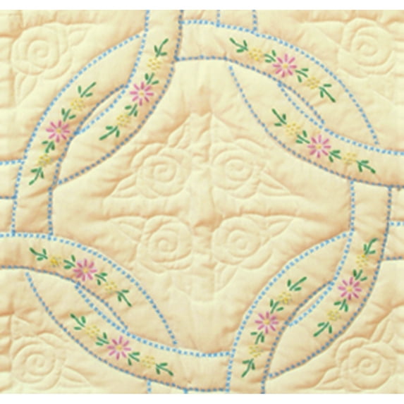 Stamped Ecru Quilt Blocks 18"X18" 6/Pkg-Interlocking Wedding Rings