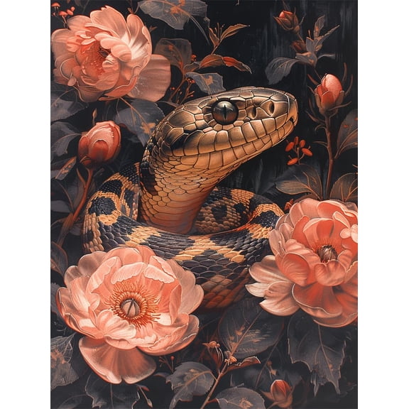 Stamped Embroidery Kit Flowers and snakes Punch Needle Embroidery Kit Cross Stich 16x20in