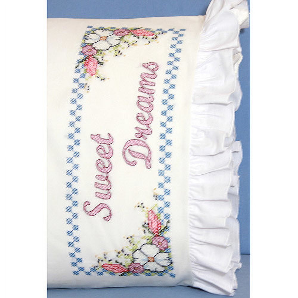 Stamped Lace Edge Pillowcase 30 Inch X 20 Inch 2/PkgSweet Dreams