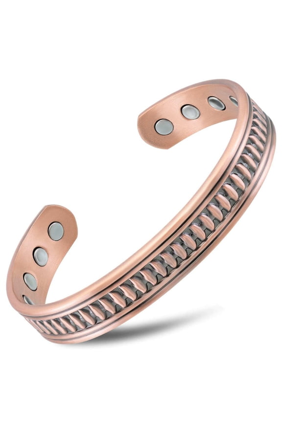 Stamped Native Magnetic Copper Bracelet Cuff for Men