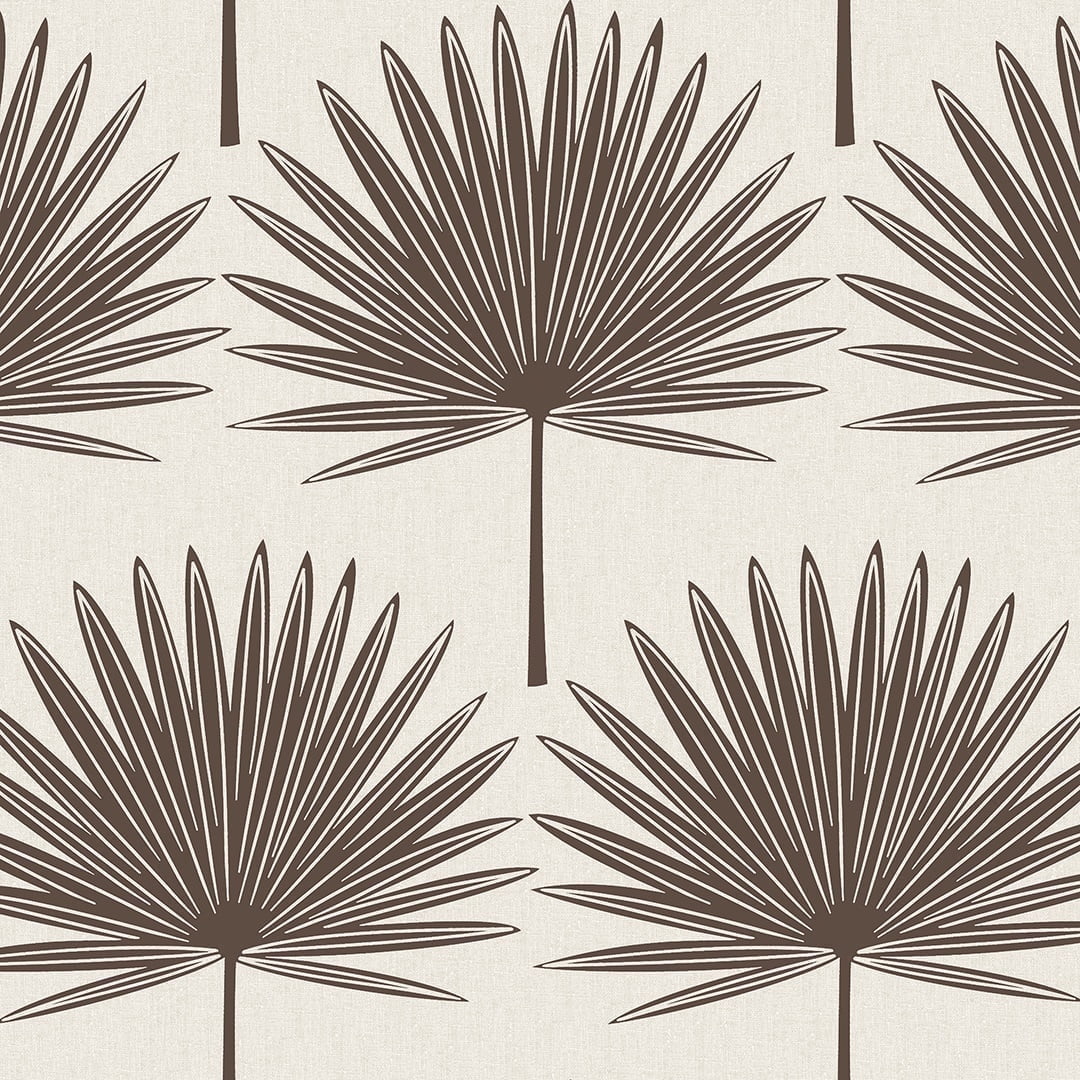 Stamped Palm Brown & Beige Peel and Stick Wallpaper, 20.5" x 16.5'